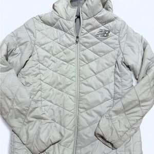 New Balance Light Gray Quilted Hooded Jacket with Logo Lining